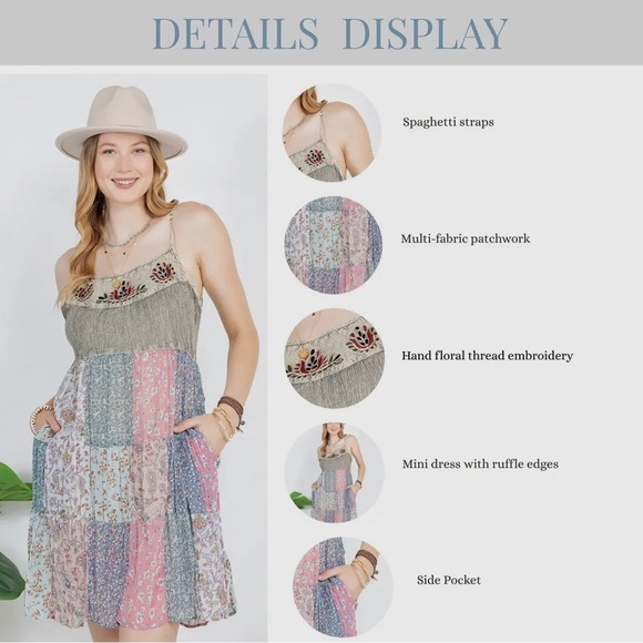 Boho Floral Patchwork Summer Dress - Picture 7 of 7
